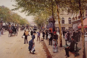 Boulevard des Capucines - im Hintergrund Boulevard des Italiens mit Pavillon de Hanovre rechts